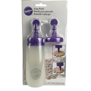 Wilton Flexible Silicone Icing Bottle with 2 Caps/Tips NEW
